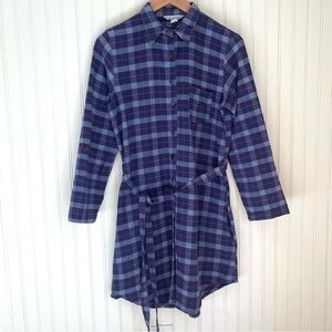 Mata Traders 100% Cotton Purple Plaid Shirt Dress, Medium